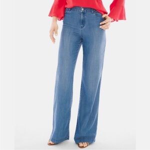 The Platinum Trouser Chico’s Slightly Higher Waist Full Leg Chambray Pants 2.5